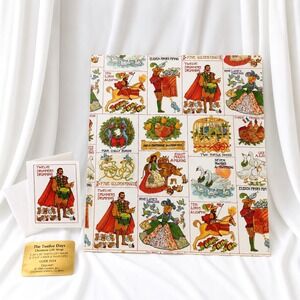 Current The Twelve Days Christmas Gift Wrap 1980 Vintage 24x30 Sheet 1 Card